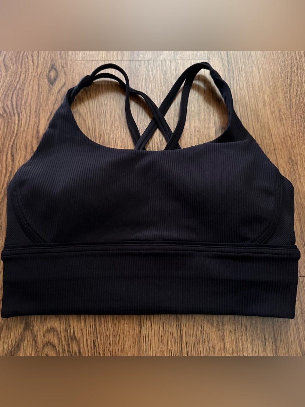 lululemon athletica Black Ribbed Crossback Sports Bra size 6 padded running yoga